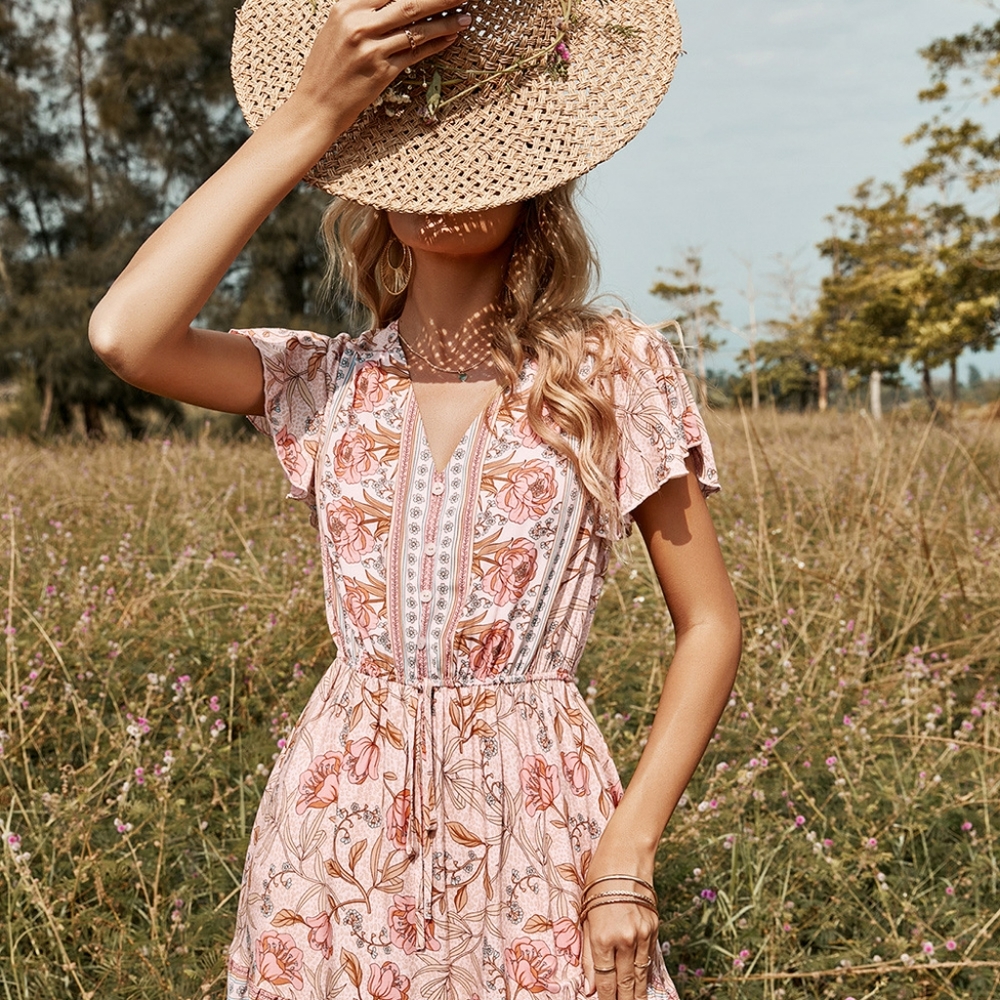 Floral Flutter Sleeve Mini Dress